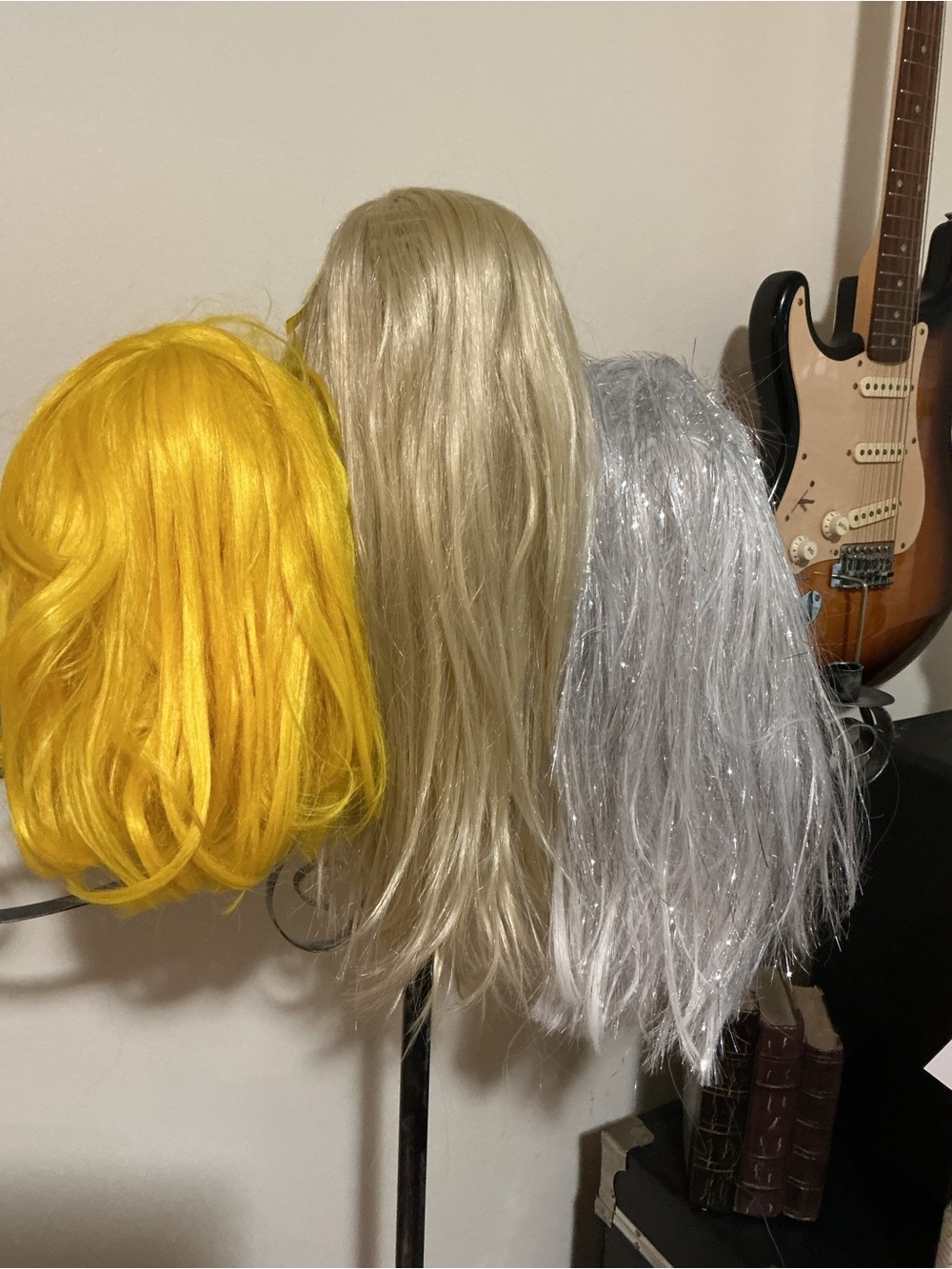 Bundle of 3 Assorted Women’s Synthetic Wig Set — Yellow, Blonde, Silver